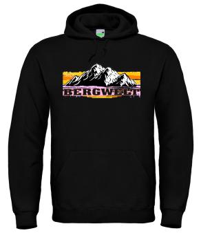 Bergwelt® Hoodie Retro Motiv | Brustdruck mittig | Kapuzen-Sweatshirt