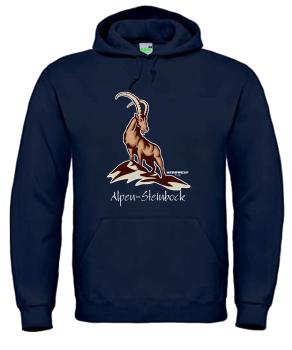 Bergwelt® Hoodie Alpensteinbock | Brustdruck mittig | Kapuzen-Sweatshirt