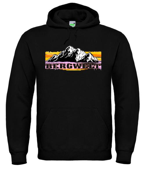Bergwelt® Hoodie Retro Motiv | Brustdruck mittig | Kapuzen-Sweatshirt