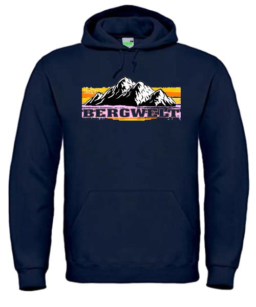 Bergwelt® Hoodie Retro Motiv | Brustdruck mittig | Kapuzen-Sweatshirt
